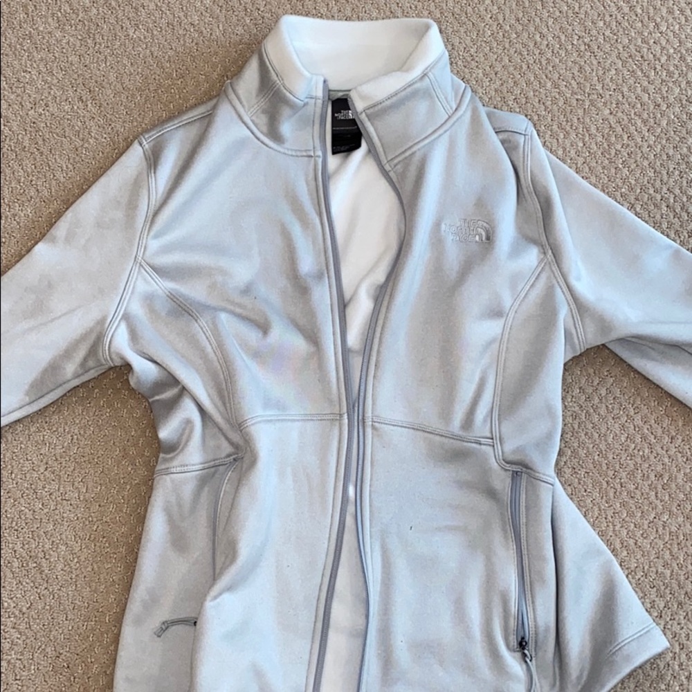 North face zip up white and gray